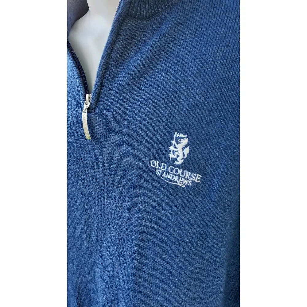 Glenmuir 1891 XL 1/4 Zip Merino Wool Sweater Old Course St Andrews Blue Golf